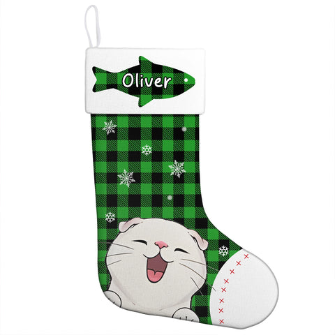 Custom Pet Christmas Stockings with Name – Plaid Cat Gifts