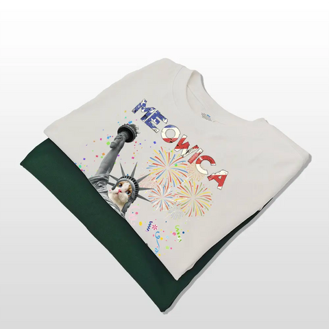 Meowica T-shirt personnalisé à capuche pour le jour de l'indépendance, pour les amoureux des animaux 