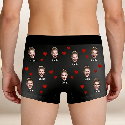 Personalized men's boxer briefs with photo and face prints - Valentine's Day gift