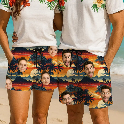 Short imprimé tropical avec photo personnalisée – Style vacances amusant et unique