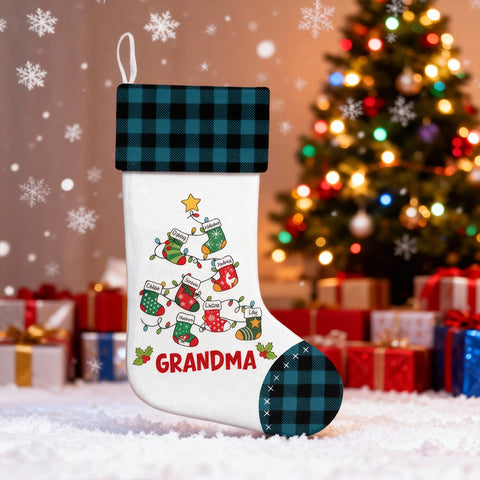 Personalised Pine Tree Socks for Grandma - A great family gift with your grandchild's name