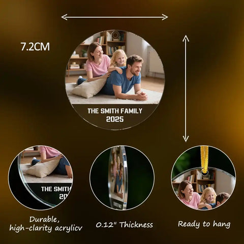 Custom Family Photo Round Acrylic Christmas Ornament