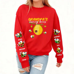Personalized Grandma’s Honey Bees Sweatshirt with Names on Sleeves