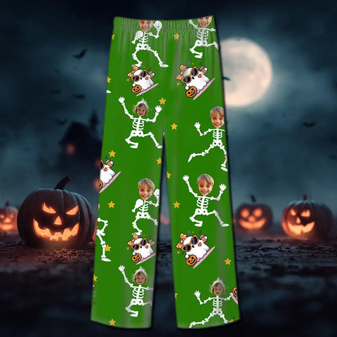 Custom Skeleton Family Halloween Pajamas – Personalized BOO Pumpkin Sleepwear