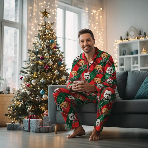 Custom Christmas Long Sleeve Pajamas – Matching Holiday Sleepwear for Families & Pets