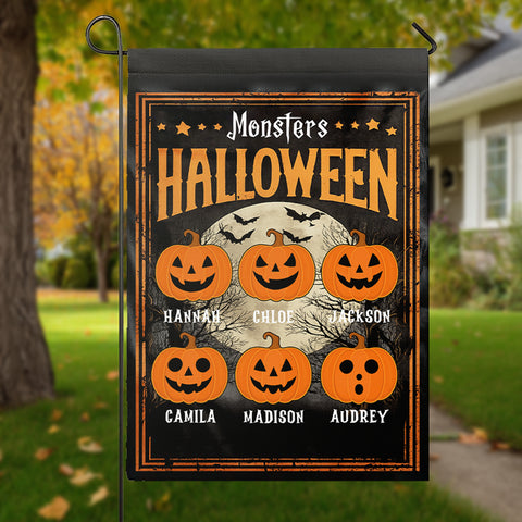 Custom Halloween Family Flags – Garden Flags with Grandchildren's Names