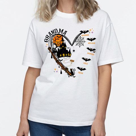 Personalized Halloween grandma and grandchildren name family T-Shirts, Sweatshirts & Hoodies, gift for grandma