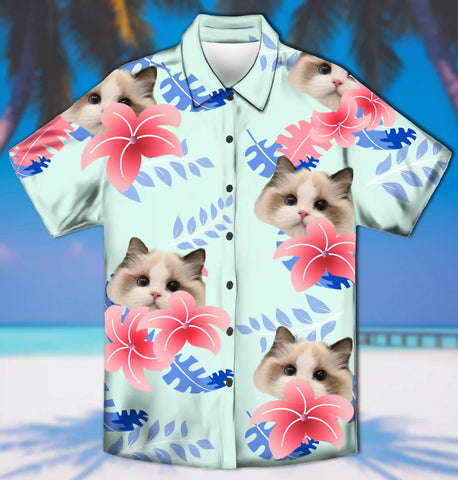 Custom Pet Face Hawaiian Shirt – Unisex Personalized with Your Pet's Photo