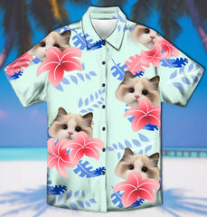 Camisa hawaiana unisex con foto de tu mascota. 