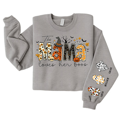 Custom Halloween Mama Sweatshirt, Halloween Mom Gift, Personalized Spooky Mama，Custom Name Halloween