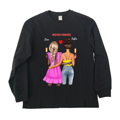 Besties Forever - T-shirt unisexe personnalisé, t-shirt premium, sweat à capuche - Cadeau d'anniversaire pour meilleure amie