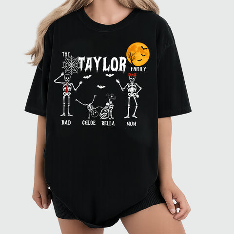 Personalized Halloween Skeleton family T-Shirts, Sweatshirts & Hoodies – Custom Names & Last Name