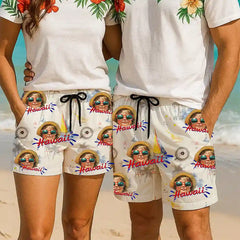 Shorts de playa con cara de mascota: estilo hawaiano personalizado para fiestas de verano