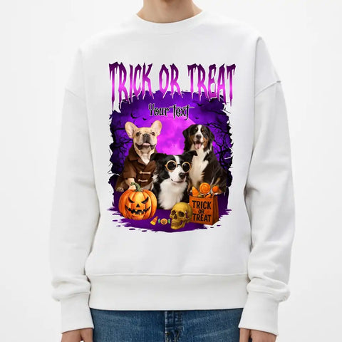 Personalized Bootleg Halloween Tee – Custom Pet Portrait & Name, Vintage Style Dog Shirt, Unique Spooky Season Gift