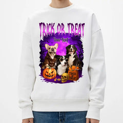 Personalized Bootleg Halloween Tee – Custom Pet Portrait & Name, Vintage Style Dog Shirt, Unique Spooky Season Gift