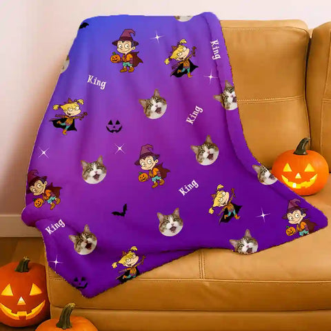 Custom Halloween Photo Blanket – Personalized With Your Picture & Gender Choice halloween