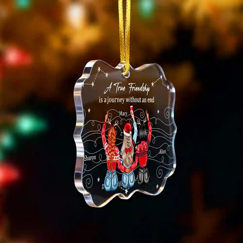 Personalized Best Friends Acrylic Ornament – “A True Friendship” Custom Christmas Gift for Women & BFFs