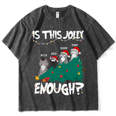 "Is This Jolly Enough?" - Personalized cute cat Christmas vintage shirt