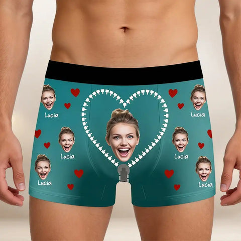 Personalized men's boxer briefs with photo and face prints - Valentine's Day gift