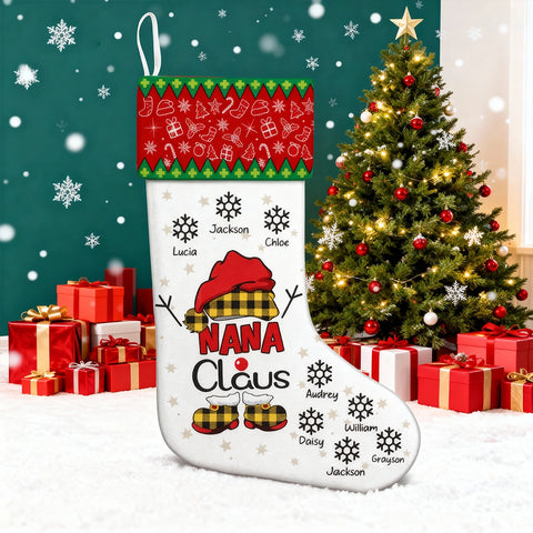 Personalized Grandma's Christmas Stockings with Grandchildren's Names - Family Holiday Decoration Gift