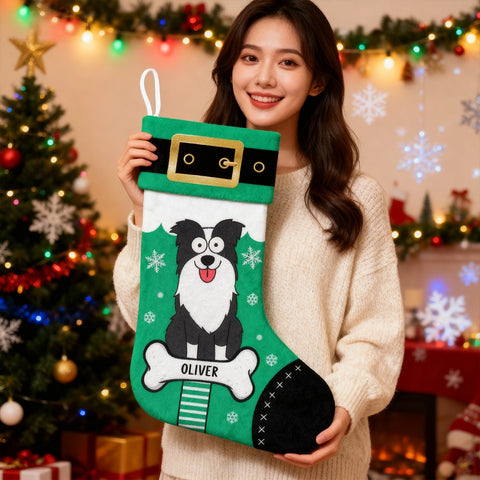 Custom Pet Christmas Stockings - Cartoon Dog Pattern Gifts
