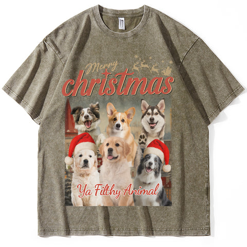 Personalized Christmas Vintage T-shirts - Upload your pet's photo to customize