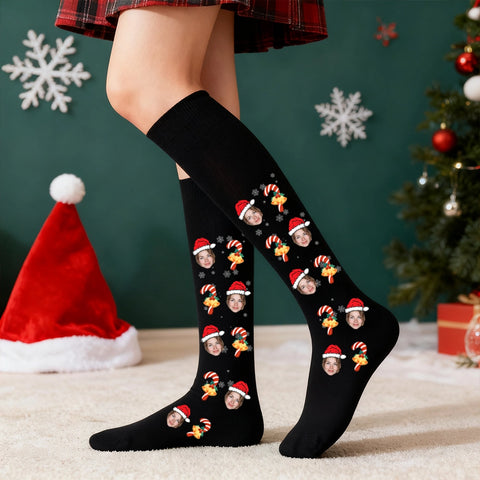 Custom Photo Christmas Socks with Color Options