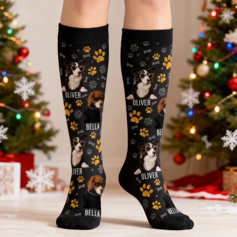 Personalized Christmas Socks with Pet Photo and Name