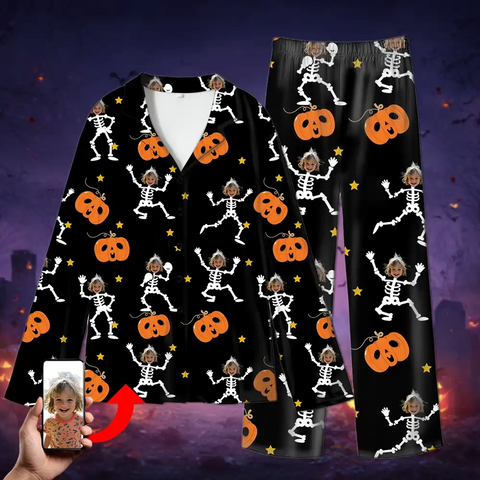 Boo Skeleton Family Pajamas – Personalized Halloween Pumpkin Sleepwear