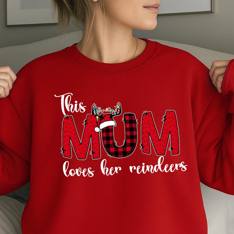 This Mom Loves Her Reindeers -Custom Christmas Sweatshirt with Kids' Names