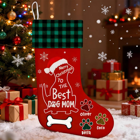 Personalized Dog Mom Christmas Stockings - Customize Pet Name and Quantity