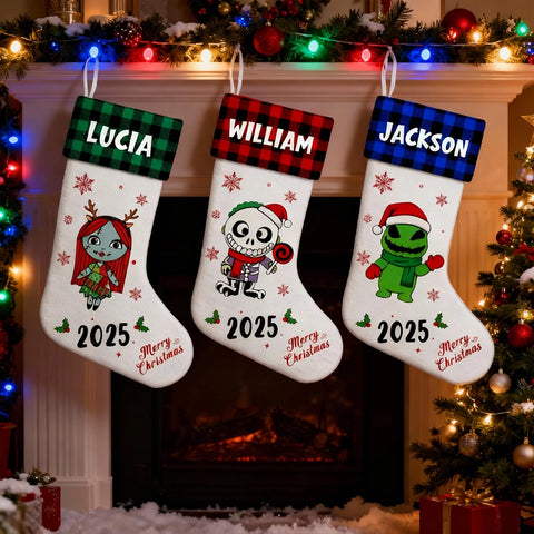 Personalized Christmas Stockings with Cartoon Characters - Gifts with Custom Names for Kids