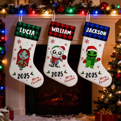 Personalized Christmas Stockings with Cartoon Characters - Gifts with Custom Names for Kids