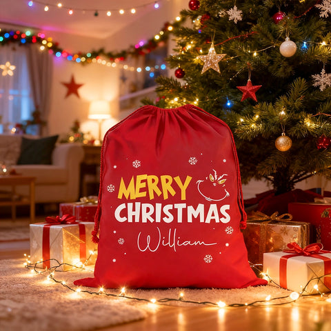Personalized Christmas Gift Bag with Name | Custom Holiday Gift Bag