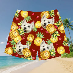 Pantalones cortos hawaianos con la cara de tu mascota: ¡listos para las vacaciones!