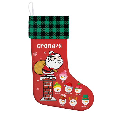 Custom Grandpa Christmas Stocking with Grandkids' Snowman Faces