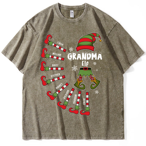Personalize your Christmas Elf Vintage T-shirt - Select family members and edit their names