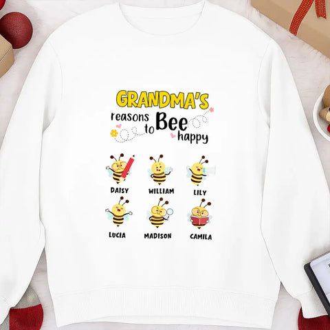 Personalized Grandma’s Reasons To Bee Happy Sweatshirt – Choose Bees & Names