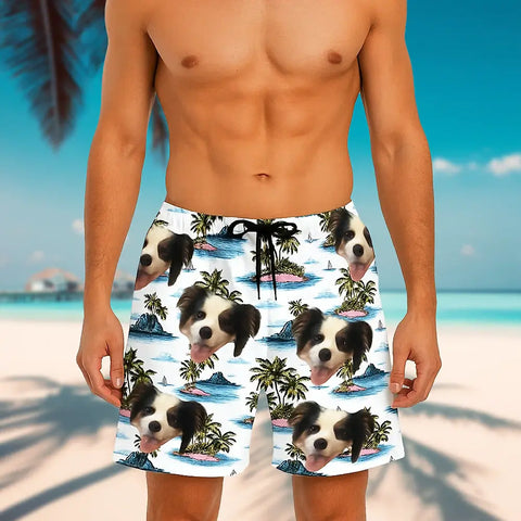 Custom Face Hawaiian Beach Shorts – Personalized Photo Unisex Summer Shorts