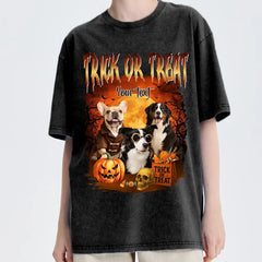 Custom Retro Halloween Dog Shirt – Personalized Pet Photo & Name