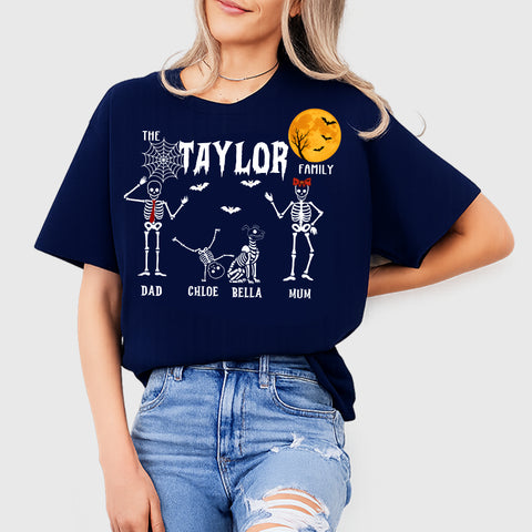 Personalized Halloween Skeleton family T-Shirts, Sweatshirts & Hoodies – Custom Names & Last Name