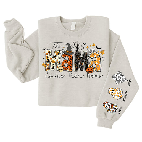 Custom Halloween Mama Sweatshirt, Halloween Mom Gift, Personalized Spooky Mama，Custom Name Halloween