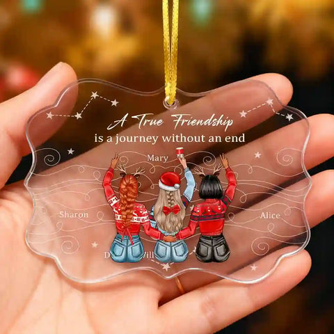 Personalized Best Friends Acrylic Ornament – “A True Friendship” Custom Christmas Gift for Women & BFFs