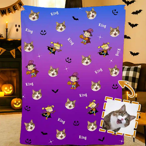 Custom Halloween Photo Blanket – Personalized With Your Picture & Gender Choice halloween