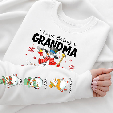 I Love Being a Grandma - Personalized Christmas T-shirts, sweatshirts, and hoodies with your grandchildren's names