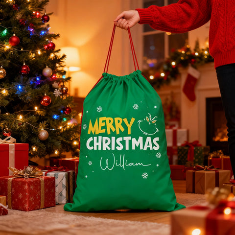 Personalized Christmas Gift Bag with Name | Custom Holiday Gift Bag