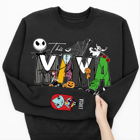 Customize this mom love her nightmare sweatshirt, personalized Halloween sweater, Halloween gift
