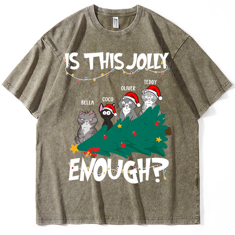 "Is This Jolly Enough?" - Personalized cute cat Christmas vintage shirt