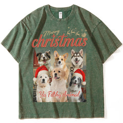 Personalized Christmas Vintage T-shirts - Upload your pet's photo to customize