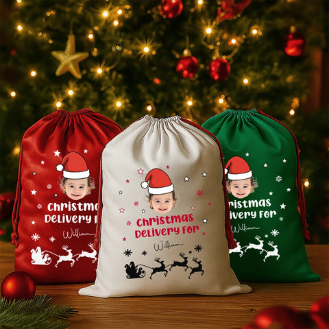 Custom Christmas Gift Bag with Photo and Name